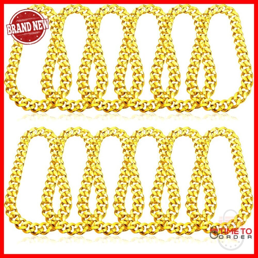 12-Piece Chunky Gold Chain Set, 32-Inch Hip Hop Costume Necklaces for Men Women